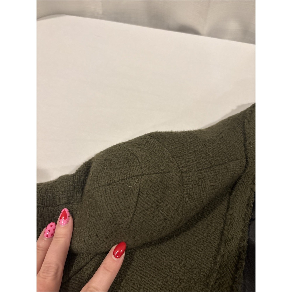 Zara Women Size Small Olive Green Shoulder Pad Jacket Blazer W/ Gold Buttons - Picture 7 of 11